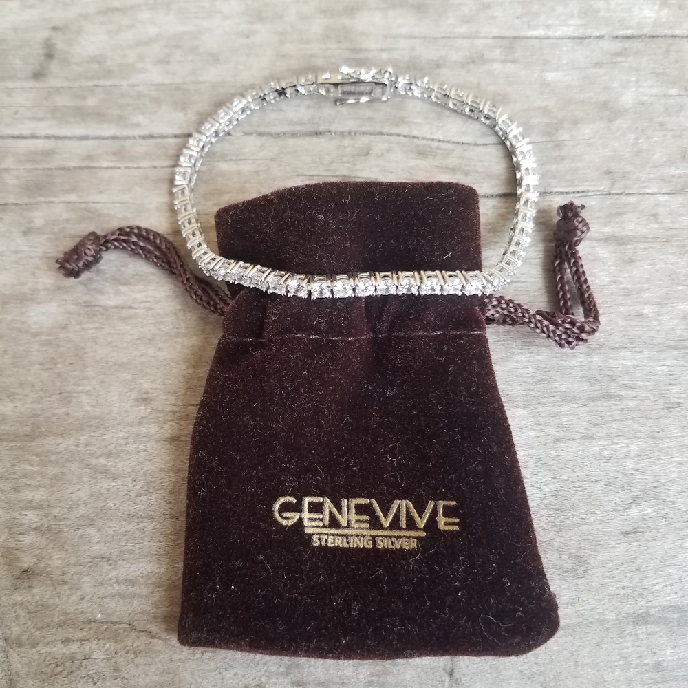 Sterling Silver Cubic Zirconia Tennis Bracelet.